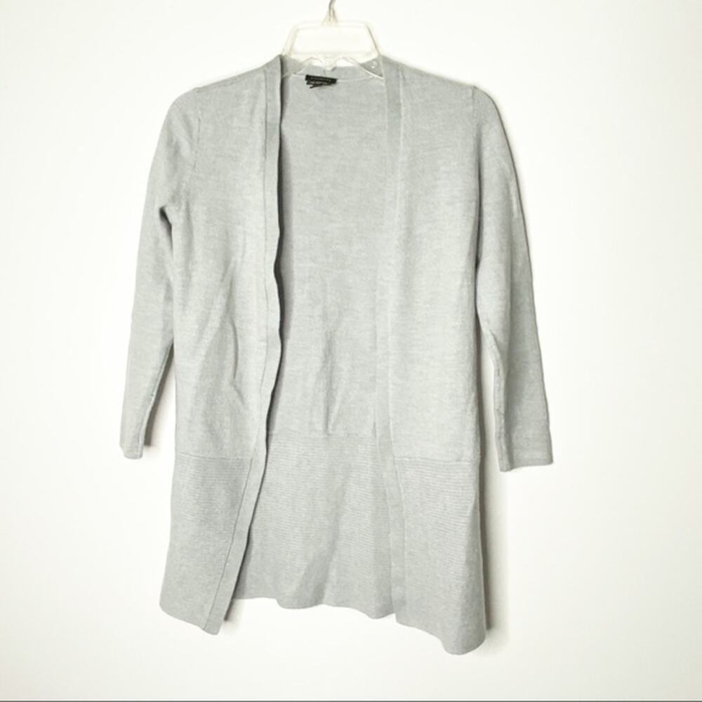Talbots Gray 100% Merino Wool Long Cardigan Size XS